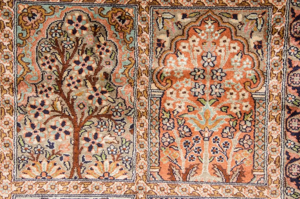 Løper Silketeppe - Kashmir silke - 305 x 80 cm - flerfarget