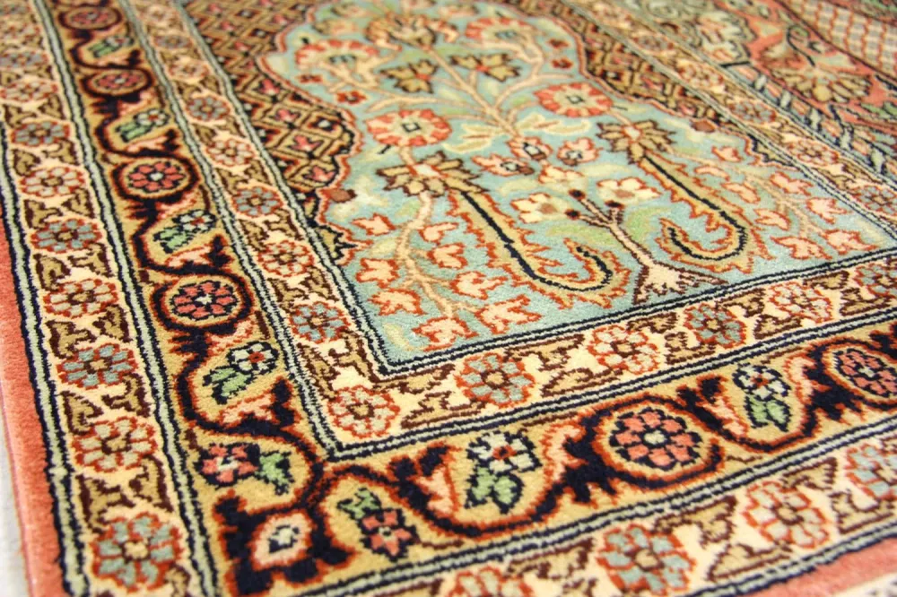 Løper Silketeppe - Kashmir silke - 307 x 78 cm - flerfarget