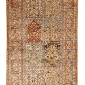 Løper Silketeppe - Kashmir silke - 310 x 94 cm - flerfarget