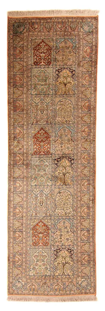 Løper Silketeppe - Kashmir silke - 310 x 94 cm - flerfarget