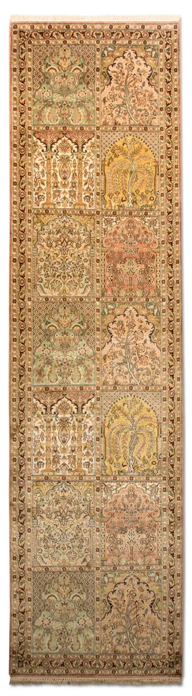 Løper Silketeppe - Kashmir silke - 316 x 77 cm - flerfarget