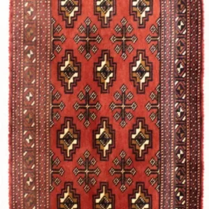 Løper Turkaman teppe - 100 x 50 cm - rød
