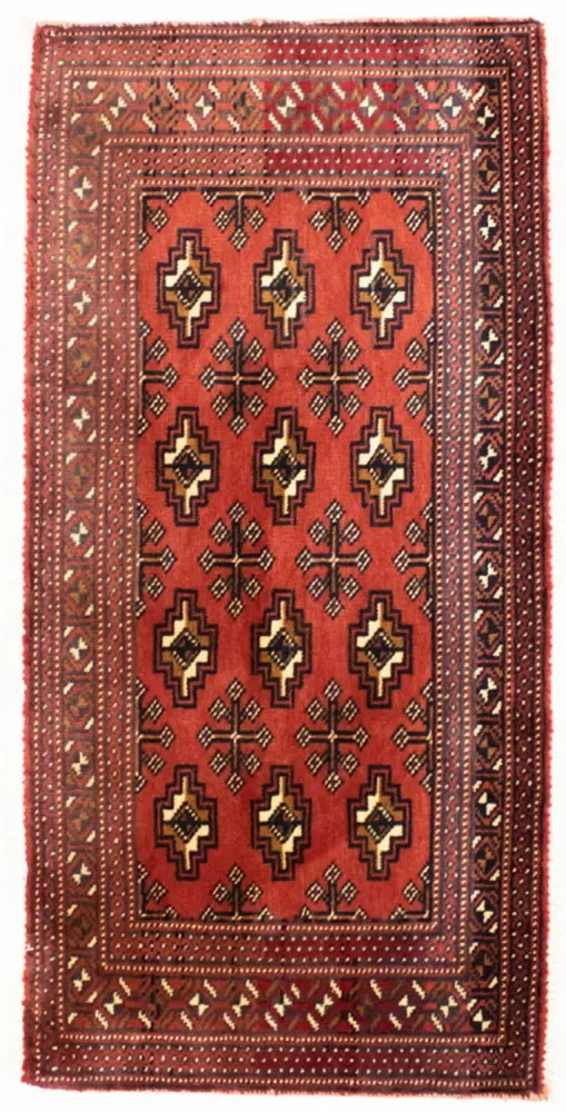 Løper Turkaman teppe - 100 x 50 cm - rød