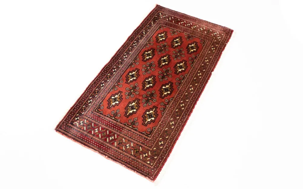 Løper Turkaman teppe - 100 x 50 cm - rød