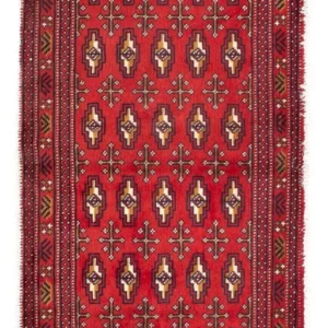 Løper Turkaman teppe - 100 x 50 cm - mørk rød