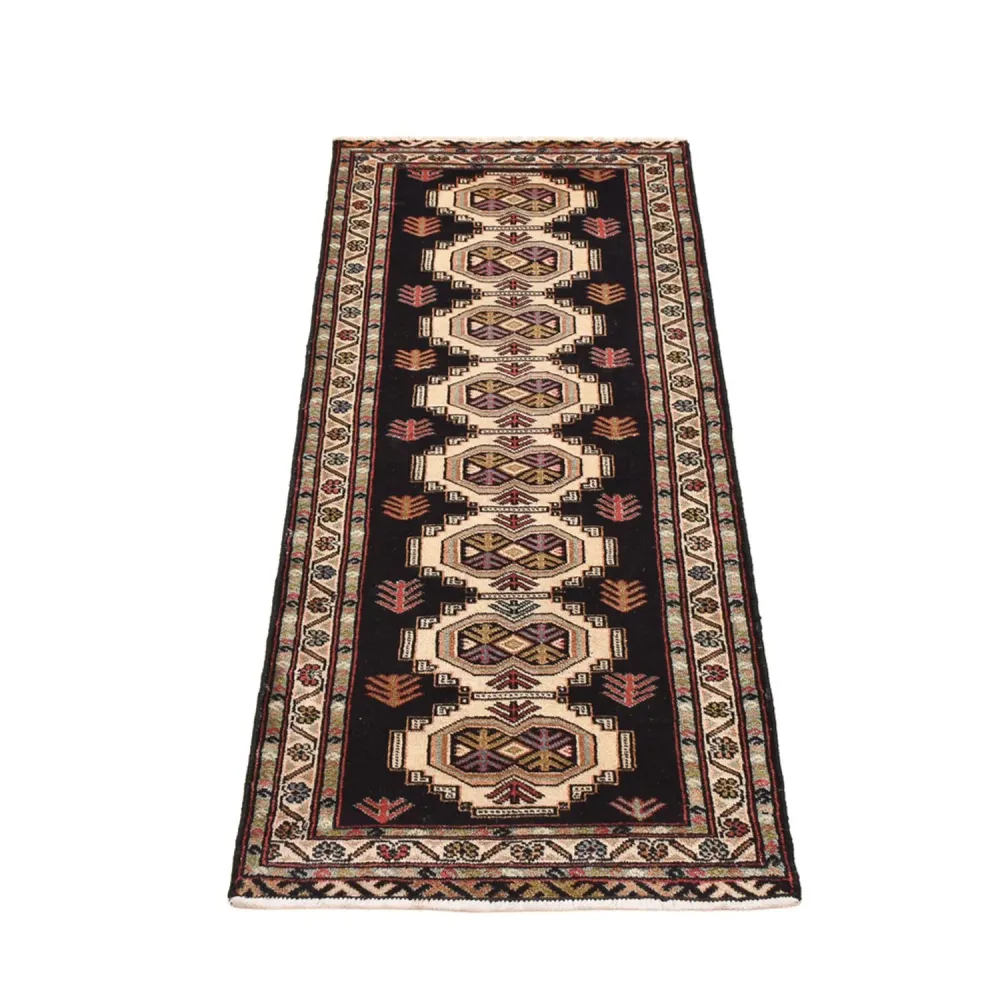 Løper Turkaman teppe - 187 x 63 cm - mørkeblå