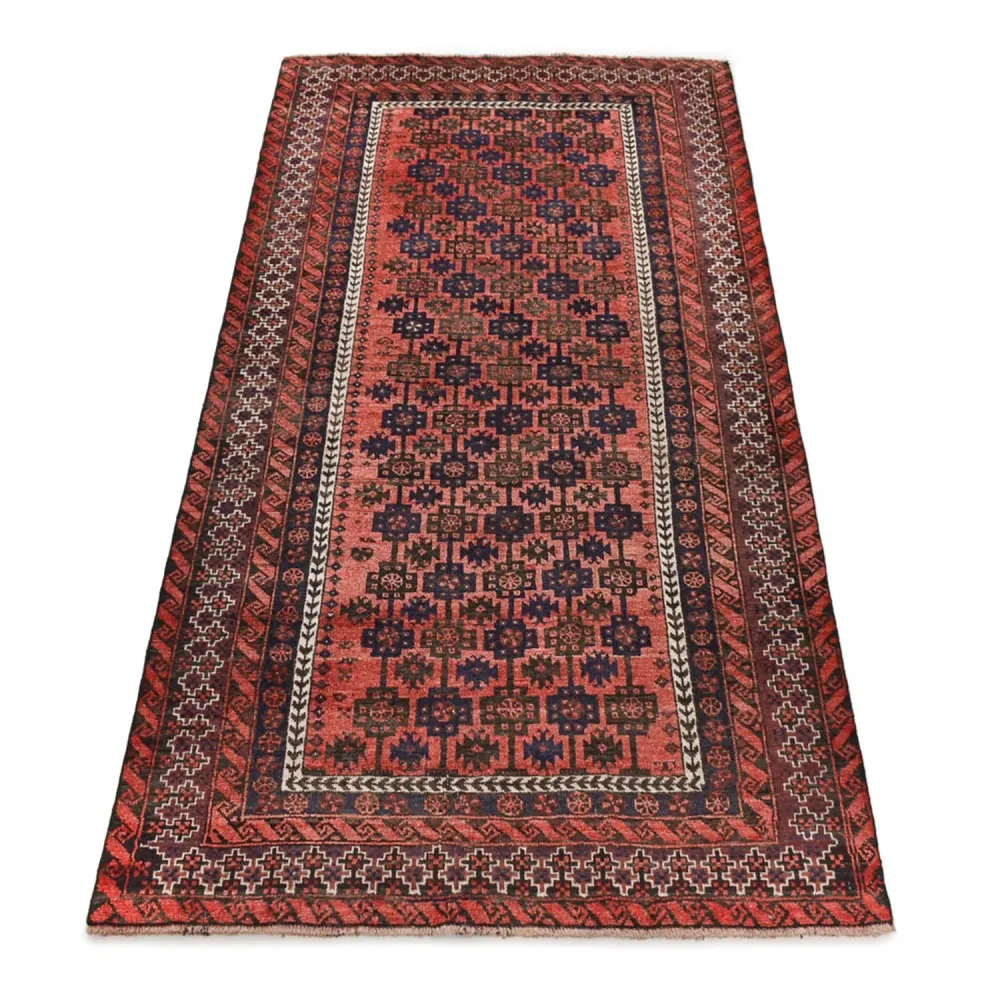 Løper Turkaman teppe - 219 x 114 cm - lys rød