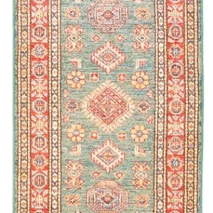 Løper Ziegler Teppe - Kazak - 186 x 59 cm - lysegrønn