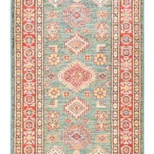 Løper Ziegler Teppe - Kazak - 188 x 61 cm - lysegrønn