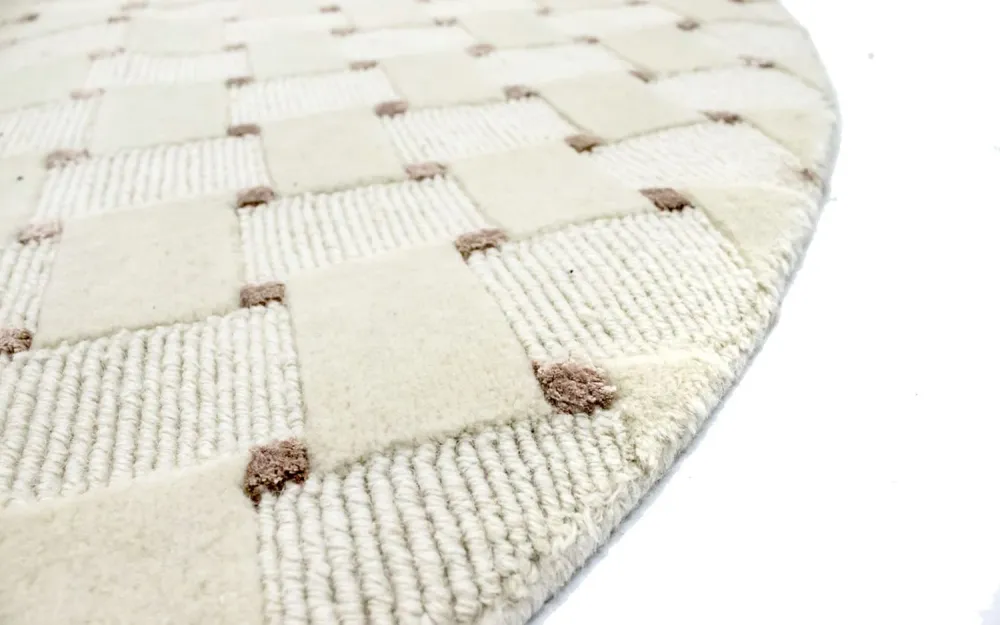 Nepal teppe rundt - 150 x 150 cm - beige