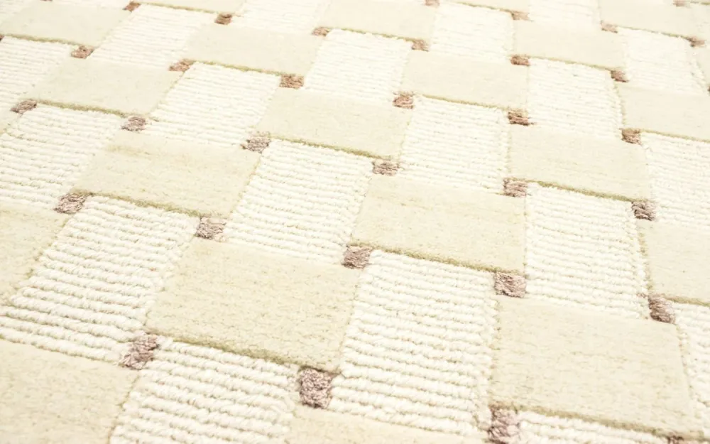 Nepal teppe rundt - 150 x 150 cm - beige