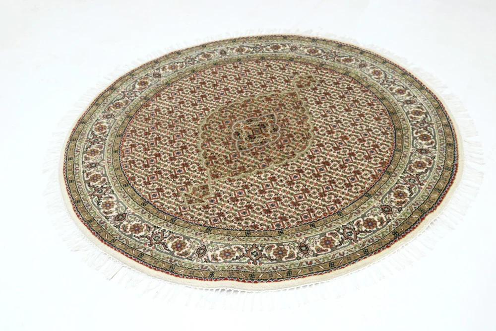 Orientalsk teppe - Tabriz rundt - 150 x 150 cm - sand