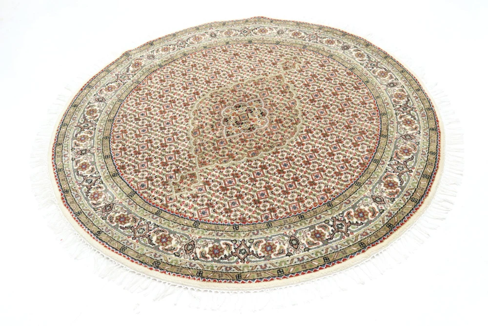Orientalsk teppe - Tabriz rundt - 150 x 150 cm - sand