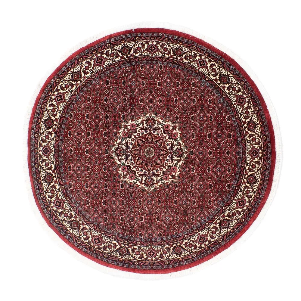 Persisk teppe - Bijar rundt - 150 x 150 cm - mørk rød