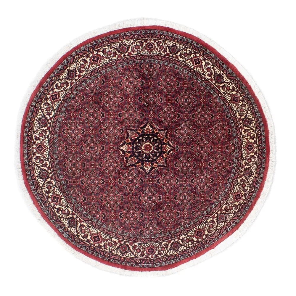 Persisk teppe - Bijar rundt - 150 x 150 cm - mørk rød