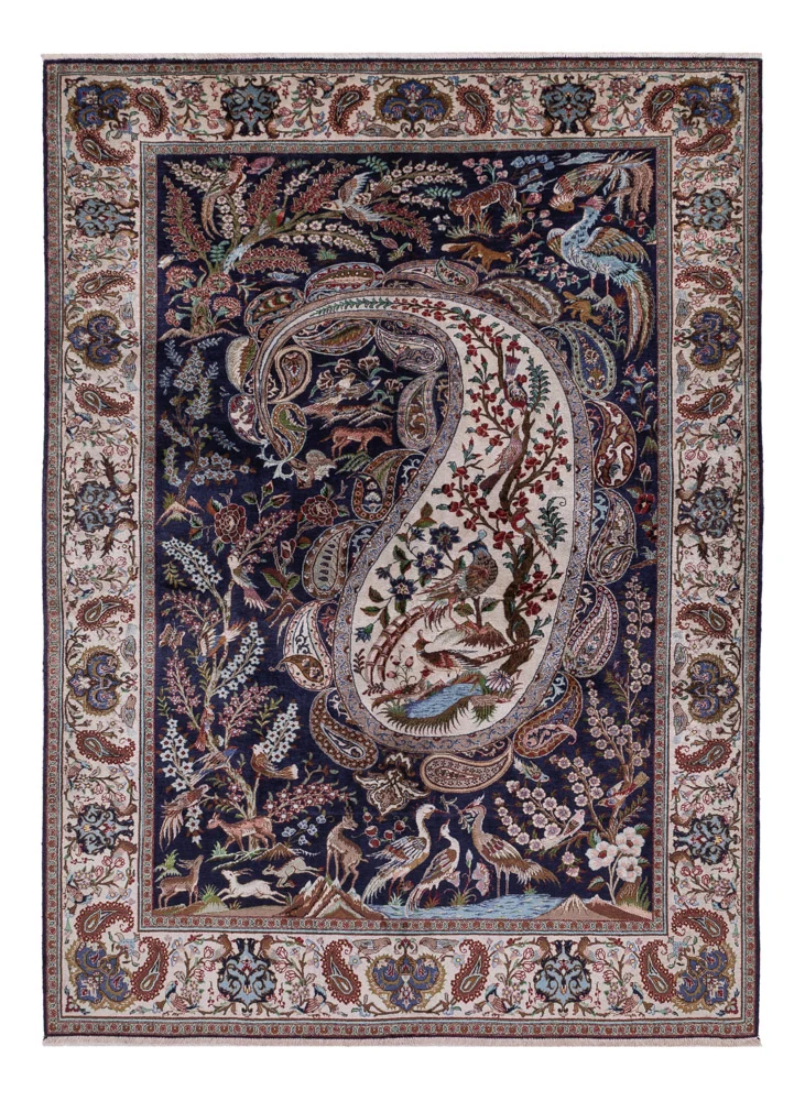Persisk teppe - Ghom - 195 x 140 cm - mørkeblå