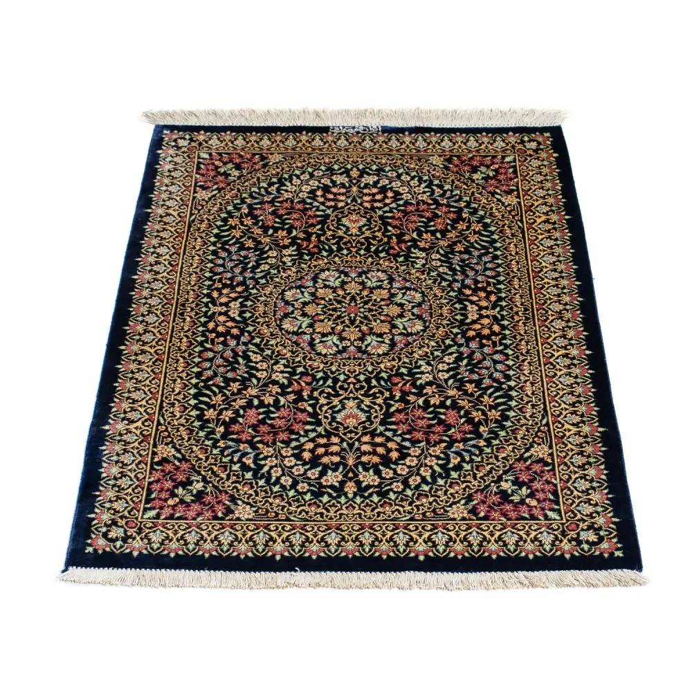 Persisk teppe - Ghom - 91 x 61 cm - mørkeblå
