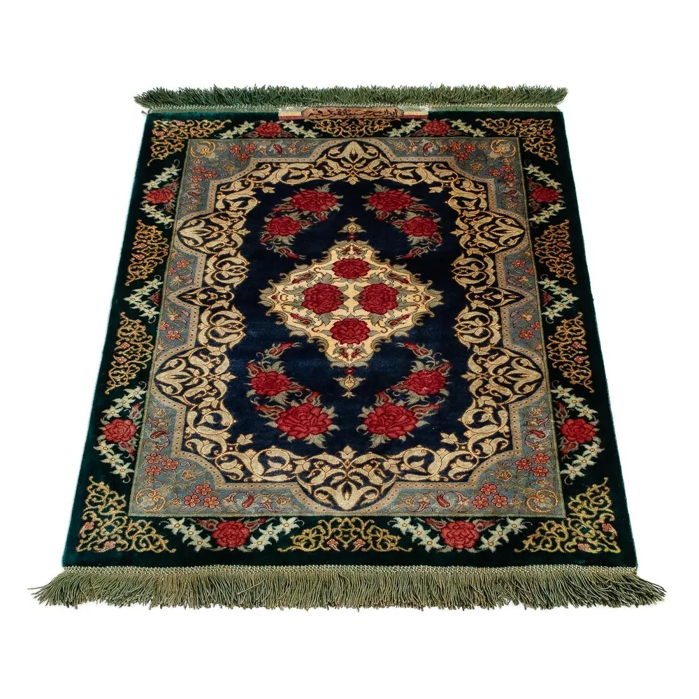 Persisk teppe - Ghom - 77 x 58 cm - mørkeblå