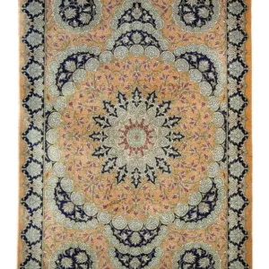 Persisk teppe - Ghom - 93 x 59 cm - sennepsgul