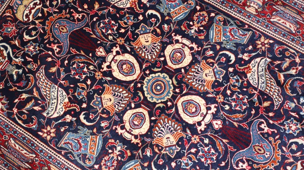 Persisk teppe - klassisk - 164 x 106 cm - mørkeblå