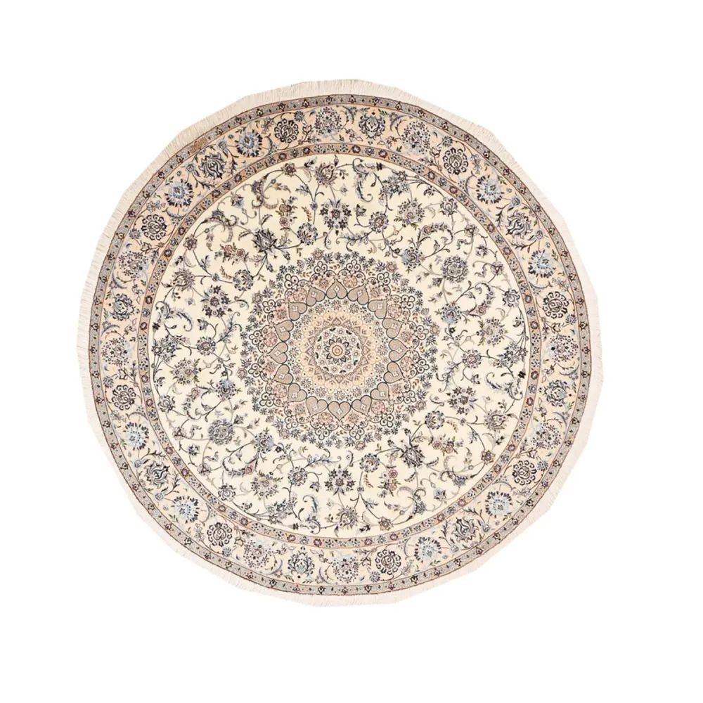 Persisk teppe - Nain - Premium rundt - 252 x 252 cm - krem