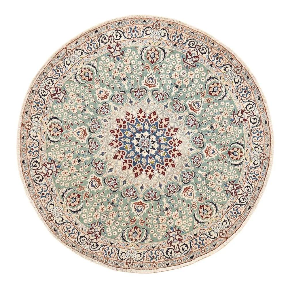 Persisk teppe - Nain - Royal rundt - 139 x 139 cm - lysegrønn