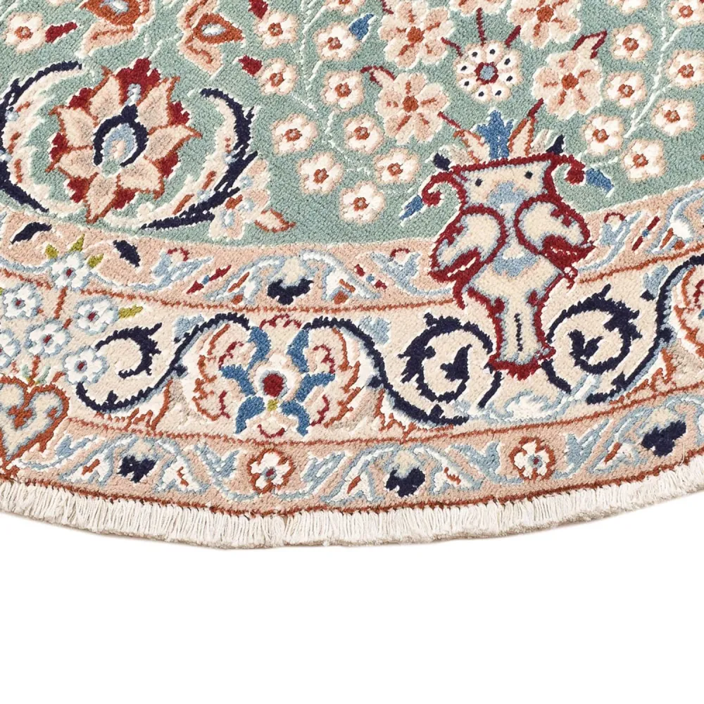 Persisk teppe - Nain - Royal rundt - 139 x 139 cm - lysegrønn