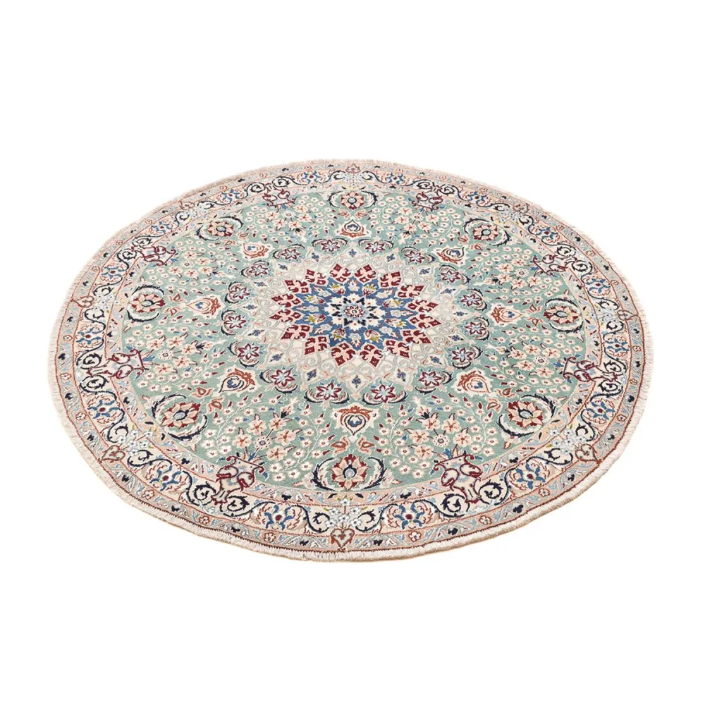Persisk teppe - Nain - Royal rundt - 139 x 139 cm - lysegrønn