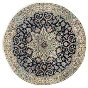 Persisk teppe - Nain - Royal rundt - 210 x 210 cm - mørkeblå