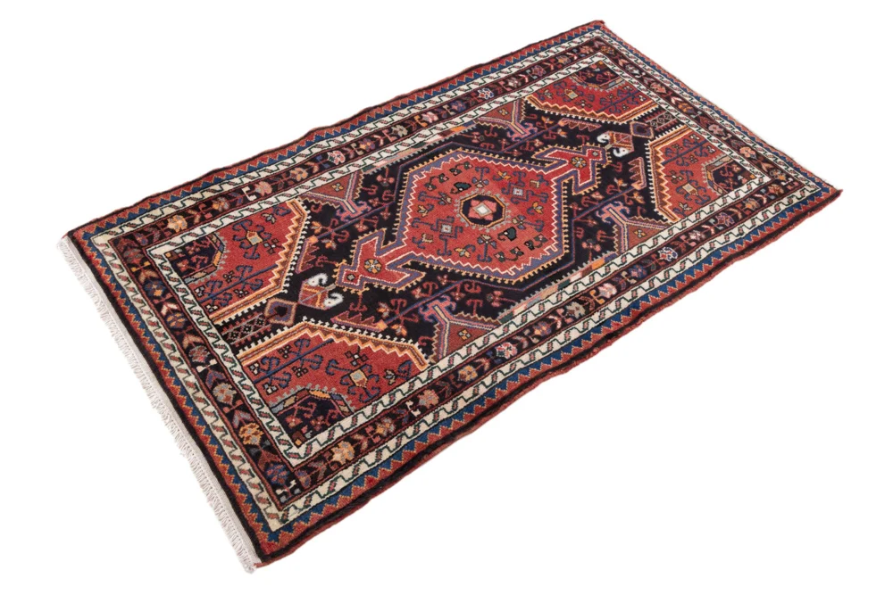 Persisk teppe - Nomadisk - 135 x 87 cm - mørk rød