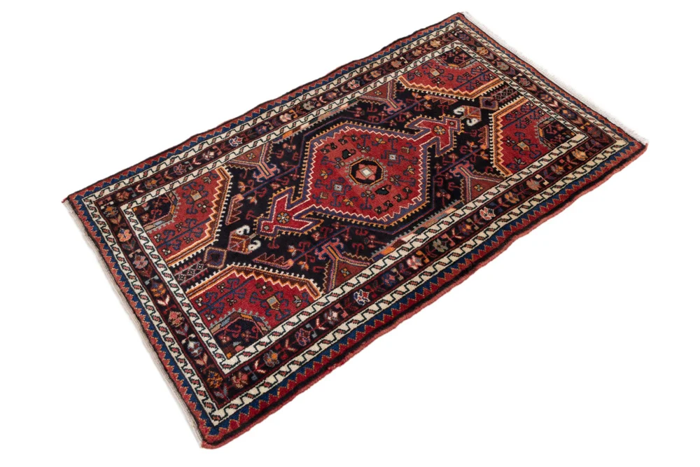 Persisk teppe - Nomadisk - 135 x 87 cm - mørk rød
