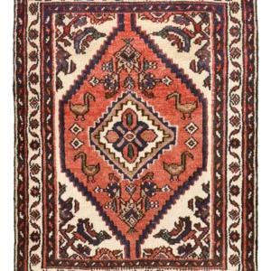 Persisk teppe - Nomadisk - 92 x 68 cm - lys rød