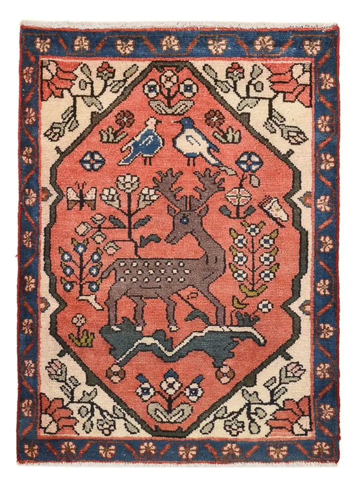 Persisk teppe - Nomadisk - 92 x 67 cm - lys rød