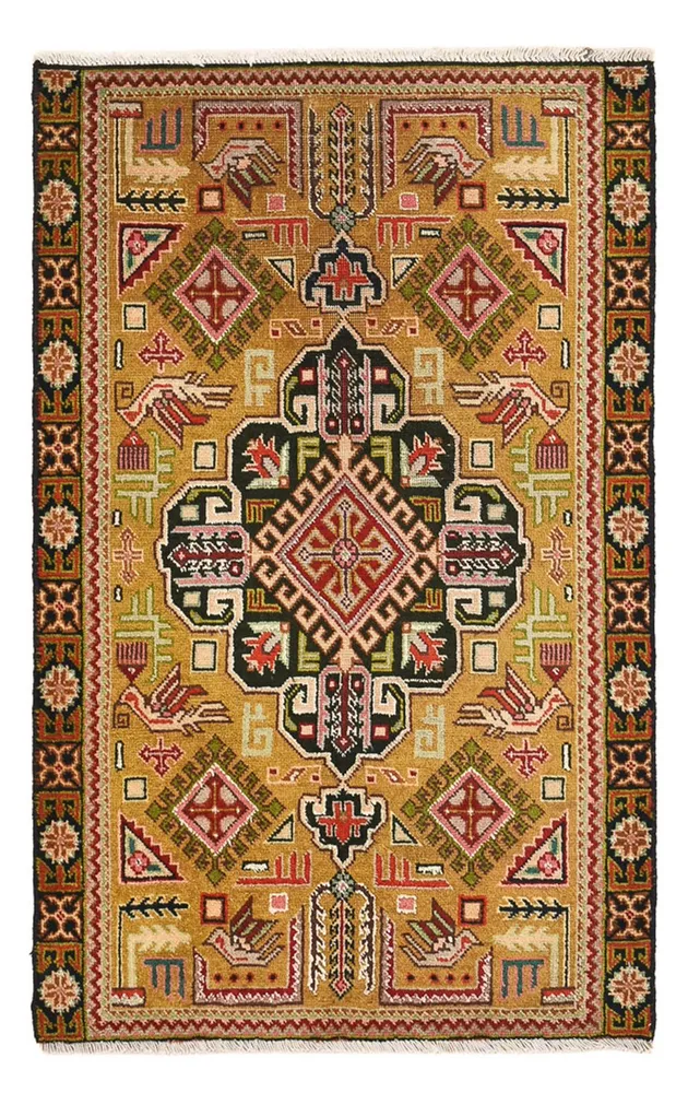 Persisk teppe - Nomadisk - 82 x 53 cm - olivengrønn