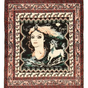 Persisk teppe - Nomadisk square - 118 x 101 cm - flerfarget
