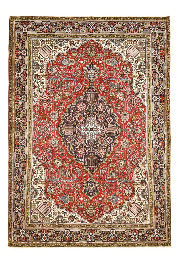 Persisk teppe - Tabriz - 347 x 242 cm - lys rød