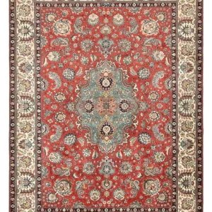 Persisk teppe - Tabriz - 347 x 246 cm - lys rød