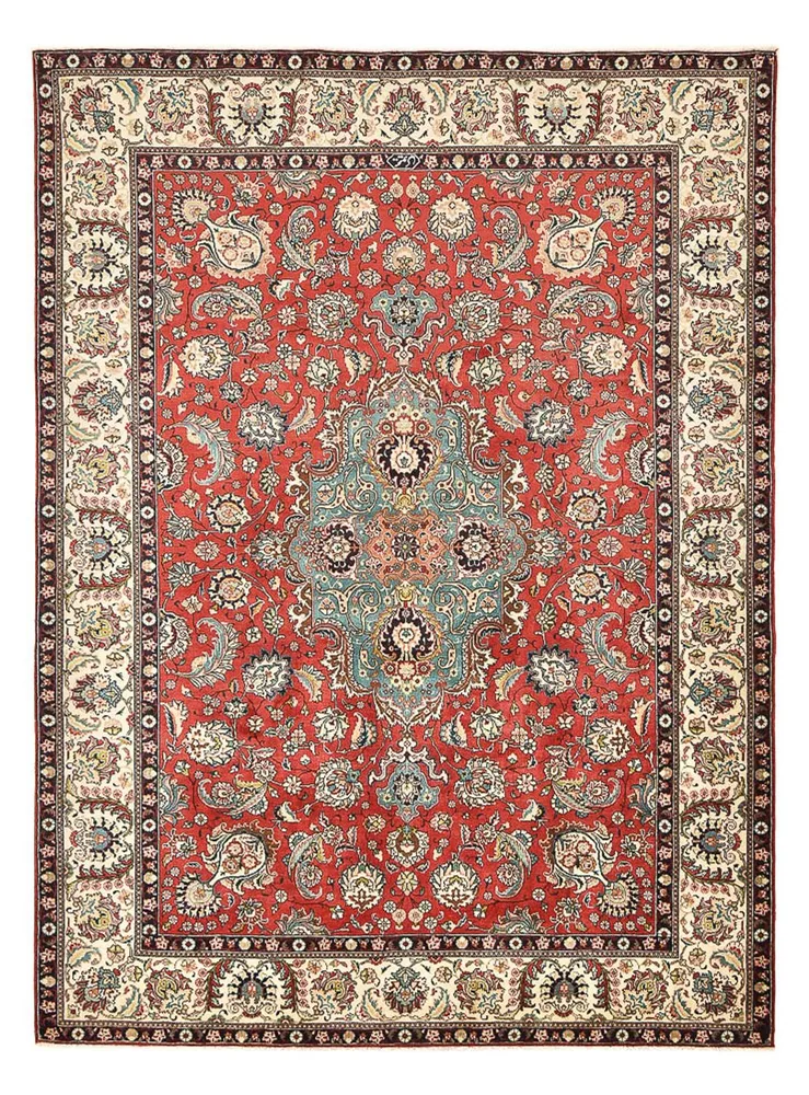 Persisk teppe - Tabriz - 347 x 246 cm - lys rød