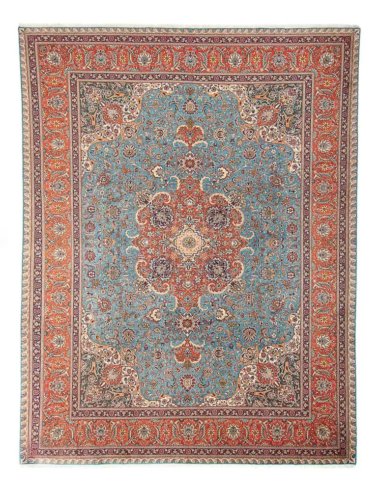 Persisk teppe - Tabriz - Royal - 395 x 304 cm - lyseblå