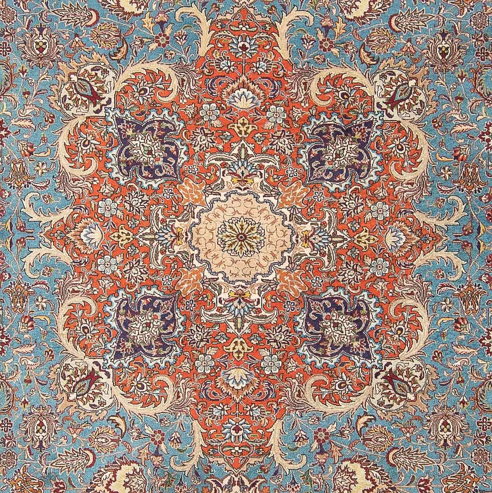 Persisk teppe - Tabriz - Royal - 395 x 304 cm - lyseblå