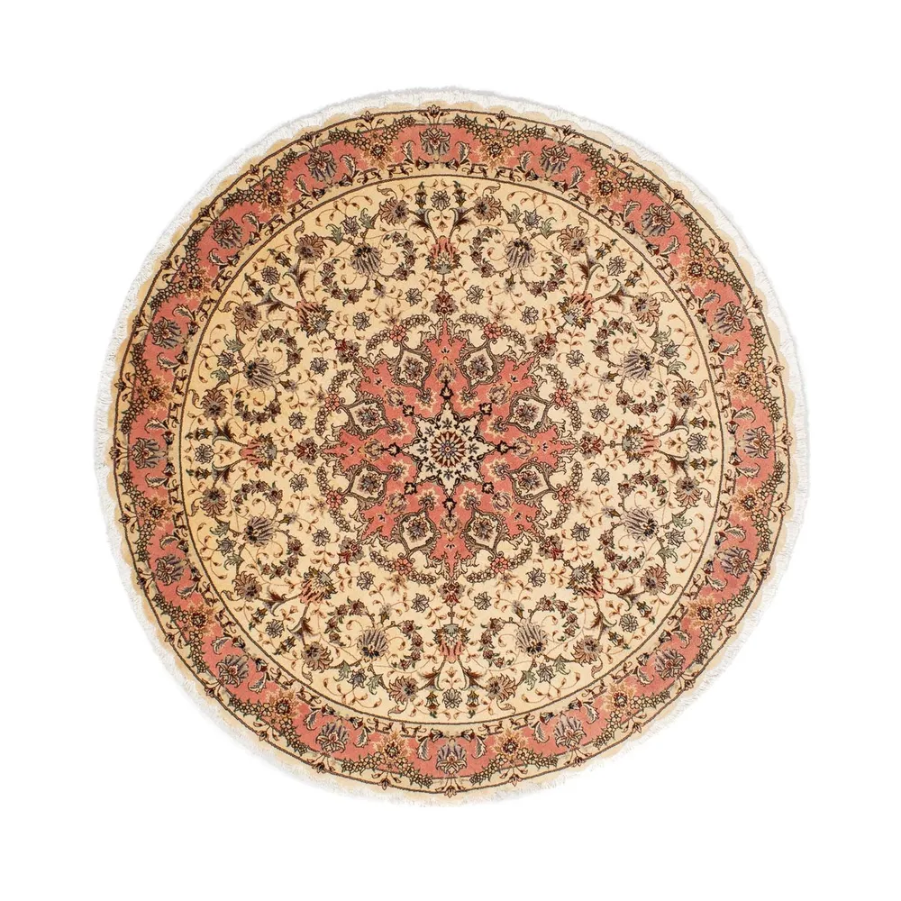 Persisk teppe - Tabriz - Royal rundt - 150 x 150 cm - lysebrun