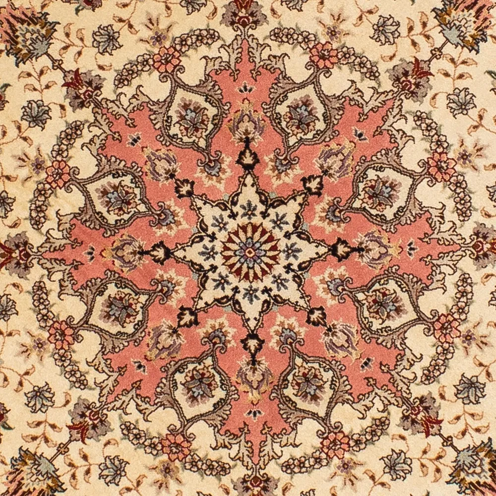 Persisk teppe - Tabriz - Royal rundt - 150 x 150 cm - lysebrun