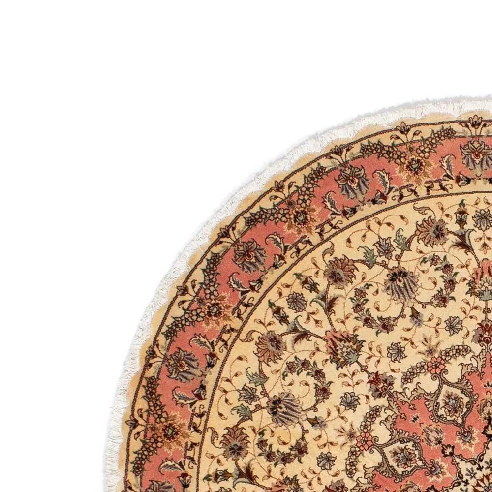 Persisk teppe - Tabriz - Royal rundt - 150 x 150 cm - lysebrun