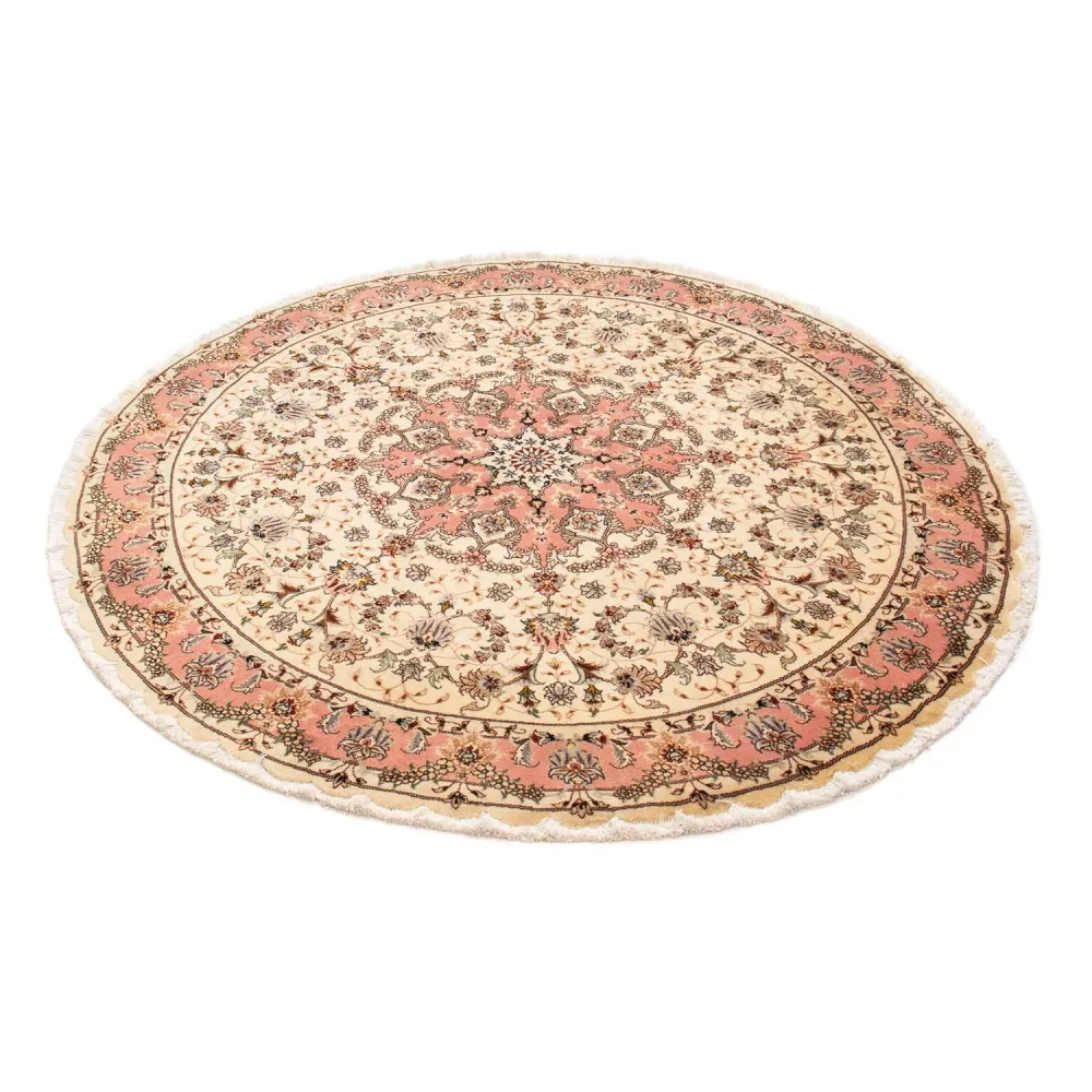 Persisk teppe - Tabriz - Royal rundt - 150 x 150 cm - lysebrun