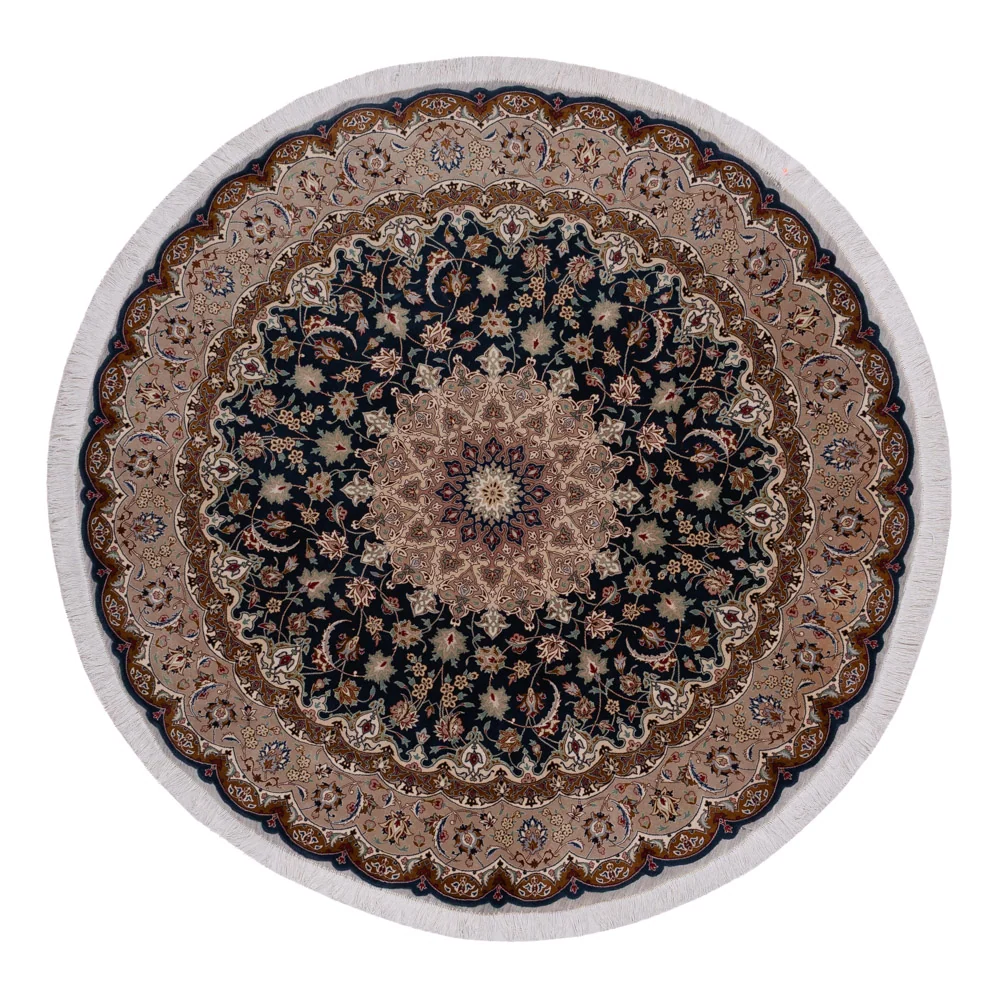 Persisk teppe - Tabriz - Royal rundt - 200 x 200 cm - svart grønn