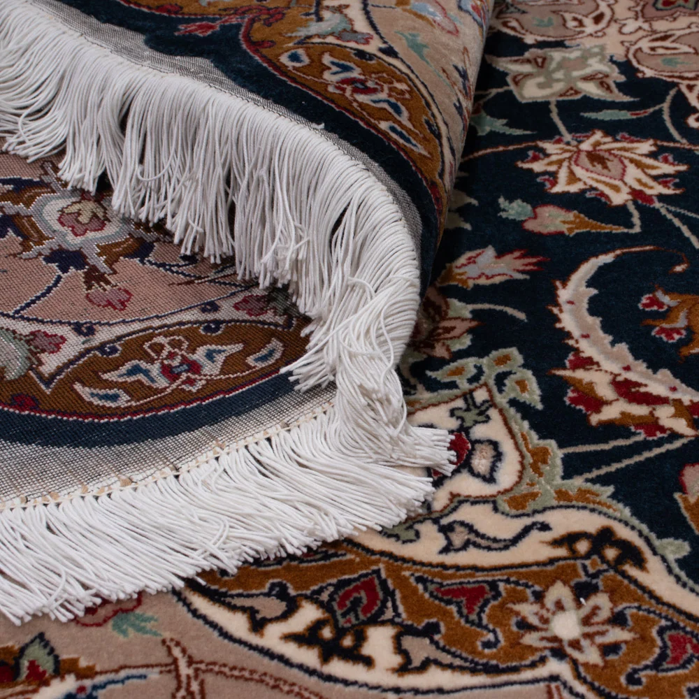 Persisk teppe - Tabriz - Royal rundt - 200 x 200 cm - svart grønn