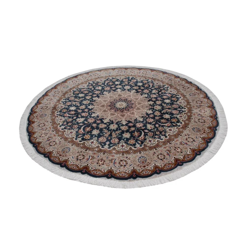 Persisk teppe - Tabriz - Royal rundt - 200 x 200 cm - svart grønn