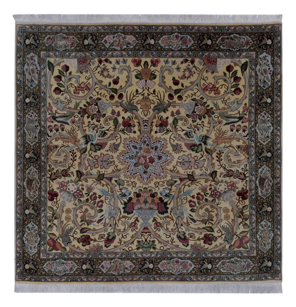 Persisk teppe - Tabriz - Royal square - 200 x 200 cm - olivengrønn