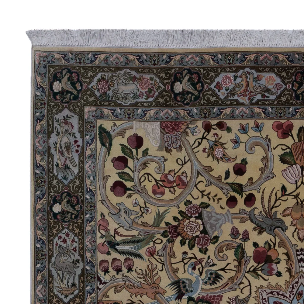 Persisk teppe - Tabriz - Royal square - 200 x 200 cm - olivengrønn