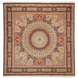 Persisk teppe - Tabriz - Royal square - 253 x 250 cm - lysebrun